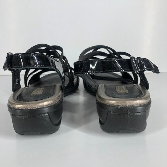 ECCO Black Patent Leather & Elastic Straps Sandals Sz 40 - Picture 4 of 15